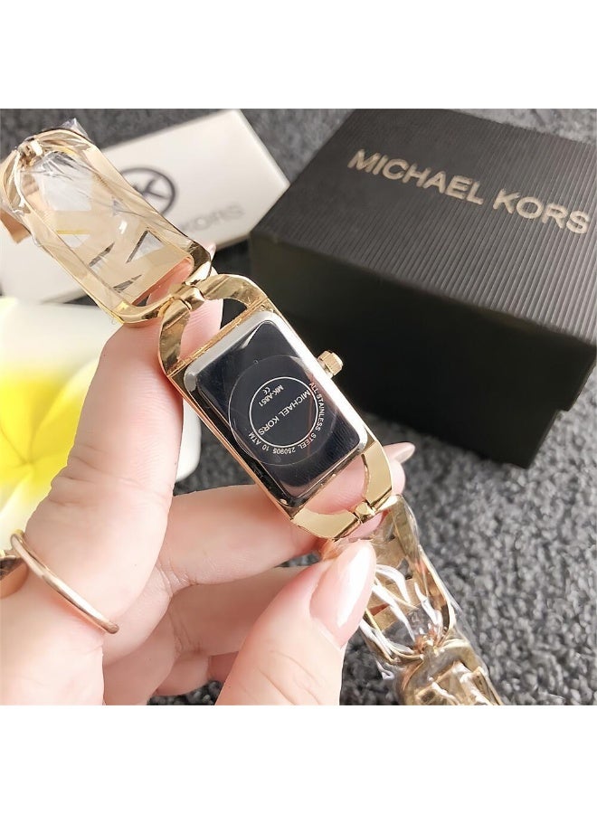 MK Michael Kors Classic Women's Fashion Multi functional Alloy rectangle Quartz Watch Stainless Steel Strap - Image 4